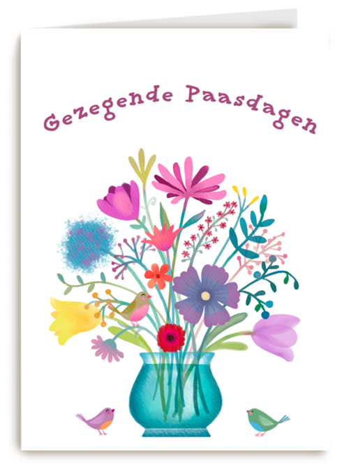 pasen kaart gezegende paasdagen met bloemen
