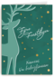 kerstkaart met rendier op groene achtergrond