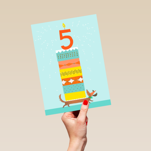 Verjaardagstaart Teckel 5 jaar
