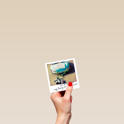 polaroid kaart pas getrouwd