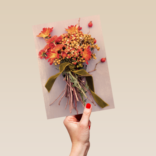 herfst kaart met herfstbloemen