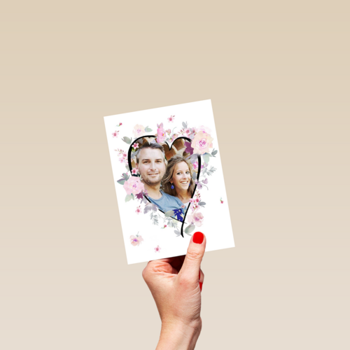 hart shape bloemen fotokaart