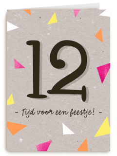 Verjaardagskaart meisje 12 vlaggetjes