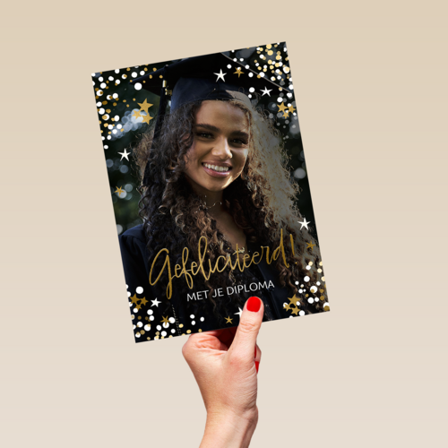 Geslaagd Gefeliciteerd Sparkle Fotokaart