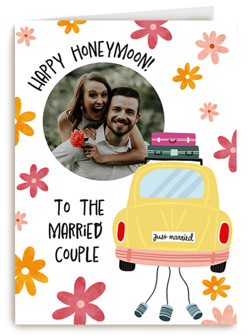 Kaart Hallmark | Huwelijksreis | Fotokaart Happy Honeymoon To The Married Couple