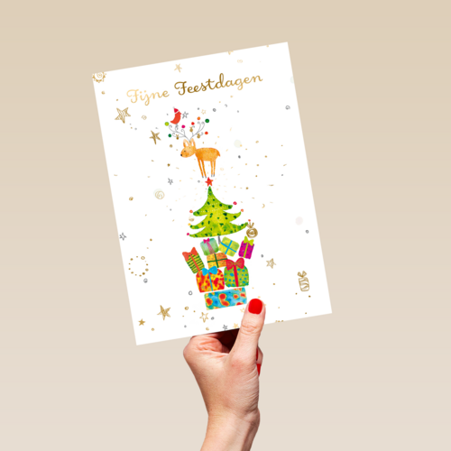 kerstkaart turnowsky rendier kerstboom