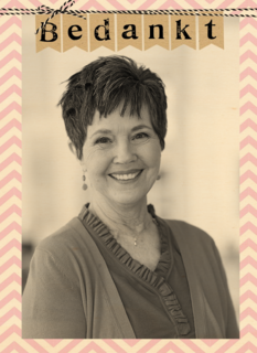 fotokaart bedankt roze rand met streep