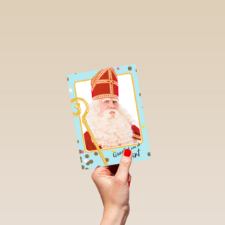 Sinterklaaskaart Groetjes van de Sint blauw kader