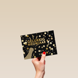 gelukkig nieuwjaar met glitterchampagne