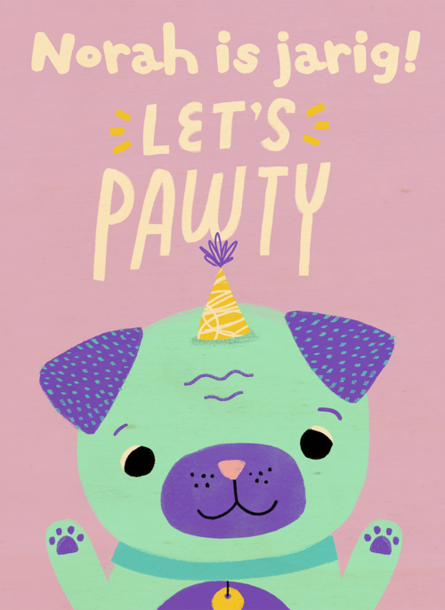 Houten kaart Verjaardagskaarten | Hallmark | Verjaardag Lets Pawty