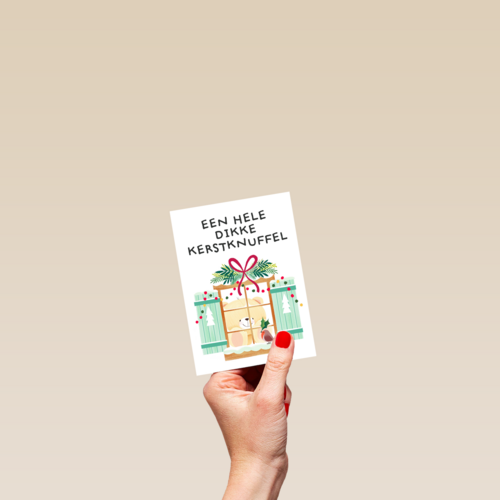Kerstkaart hart onder de riem Een hele dikke kerstknuffel