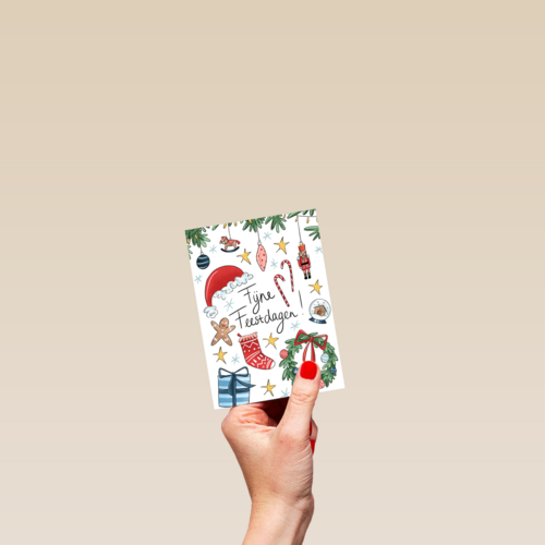 kerstkaart kerst items vrolijk design matia studio