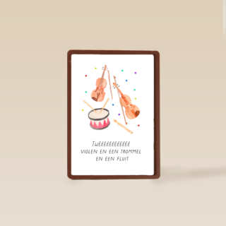 Verjaardagskaart muziekinstrumenten