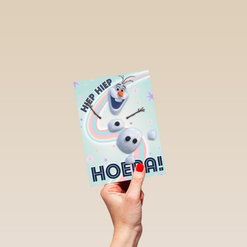 Frozen verjaardagskaart Olaf hiep hiep hoera