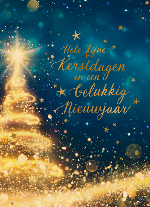 Kerstkaart zakelijk Kerstboom met lichtjes