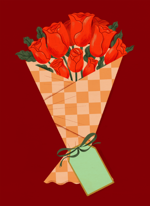 Houten Kaart Valentijn | Houten Kaart Hallmark | Valentijn | Valentijn Boeket Rozen Rood