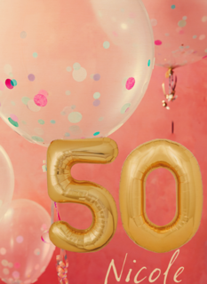 verjaardag kaart leeftijd 50 vrouw ballon