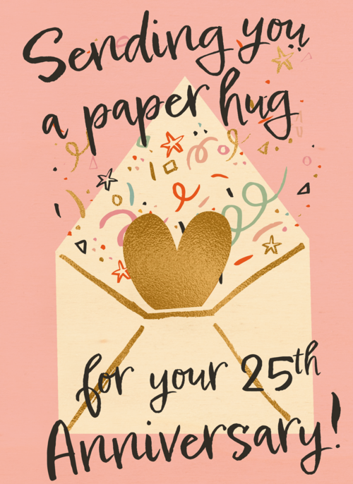 Houten Kaart Huwelijksjubileum | Houten Kaart Hallmark | Huwelijksjubileum | Sending You A Paper Hug 25th Anniversary