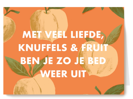 Beterschapskaart Rijmend Met veel liefde knuffels en fruit