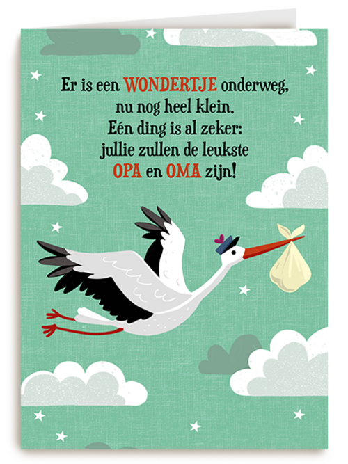 Kaart Hallmark | Zwangerschap Felicitatie | Zwangerschap Leukste Opa En Oma Ooievaar