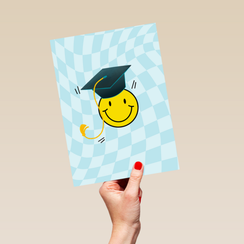 Geslaagd smiley blauw