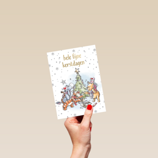 Kerstkaart Winnie de Poeh fijne kerstdagen