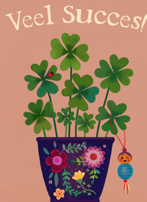 Houten Kaart | Succes Kaart Klavertjes Vier Plant