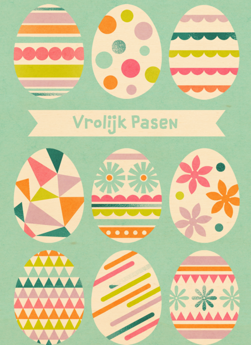 Houten Kaart Pasen | Hallmark | Houten Kaart Hallmark | Pasen | Pasen Kaart Geschilderde Eieren