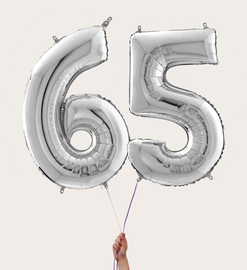 Cijferballon 65 Jaar Zilver XL