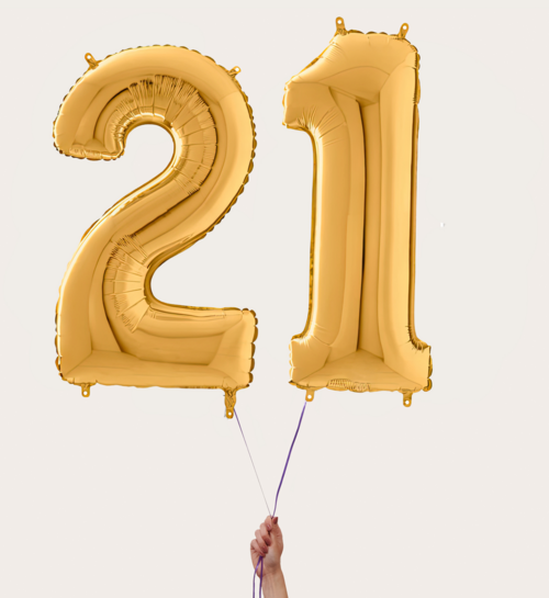 Cijferballon 21 Jaar Goud XL