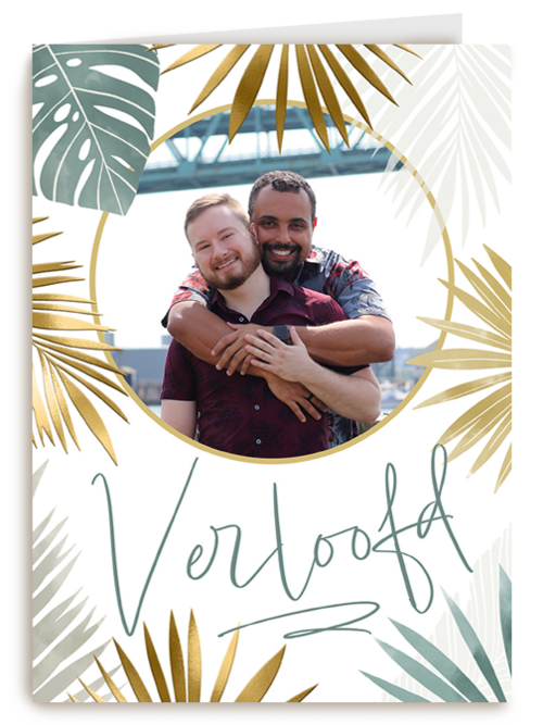 Fotokaart verloofd stijlvol plantendesign
