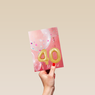 verjaardag kaart leeftijden 40 vrouw ballonnen