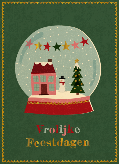 Houten kaart Kerst | Hallmark | Houten kaart Kerst | Hallmark | Kinderpostzegels - Snowglobe