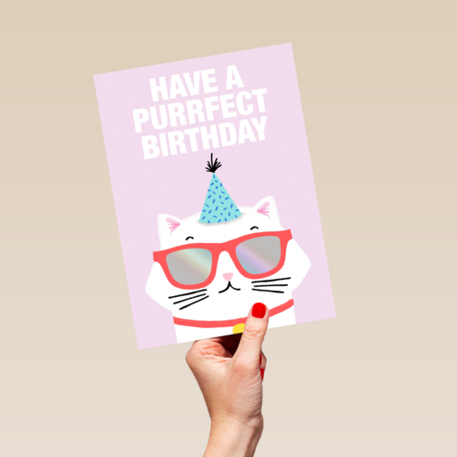 Verjaardagskaart tiener meisje Have a purrfect birthday
