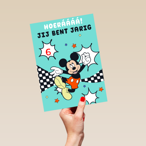 verjaardag kaart mickey mouse hoeraaaa jij bent jarig