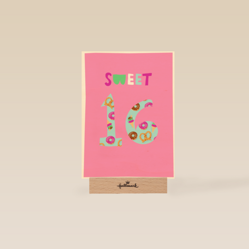Verjaardagskaart roze sweet 16 tiener meisje