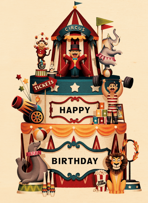 verjaardag kaart folio happy birthday circus