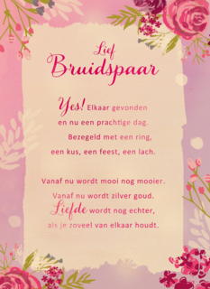 Huwelijkskaart pas getrouwd More than words
