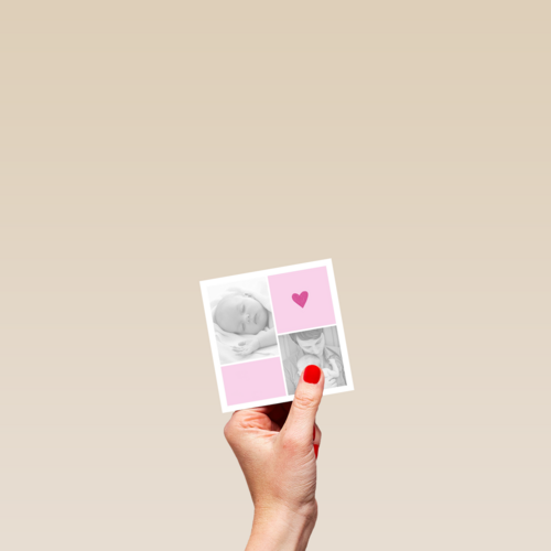 fotokaart baby roze hokjes