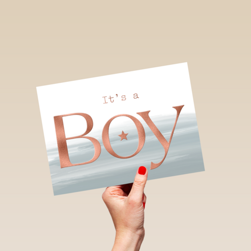 its a boy with metallic text