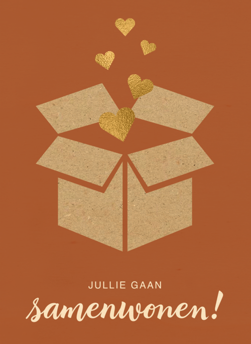 Houten Kaart Samenwonen | Houten Kaart Hallmark | Samenwonen | Samenwonen Kaart Doos Met Liefde