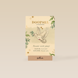 Doopsel uitnodiging duif groen