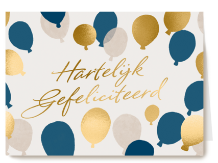 gefeliciteerd kaart gouden ballonnen