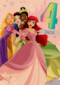 Verjaardagskaart 4 jaar Disney prinsessen