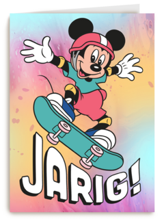Verjaardagskaart Mickey Mouse skateboard