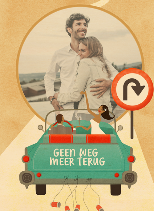 Houten Kaart Felicitatie Huwelijk Verloving | Houten Kaart Hallmark | Felicitatie Huwelijk Verloving | Trouwdag Fotokaart Geen Weg Meer