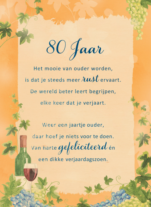 verjaardagskaart 80 jaar More than words