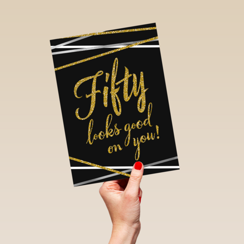 Verjaardagskaart leeftijden 50 man vrouw Fifty looks good on you