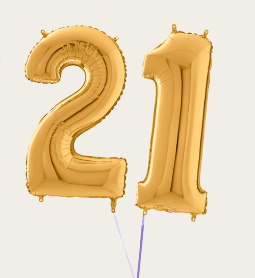 Cijferballon 21 Jaar Goud XL