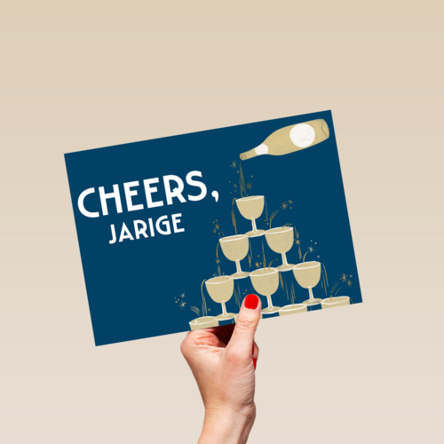 verjaardag kaart champagnetoren